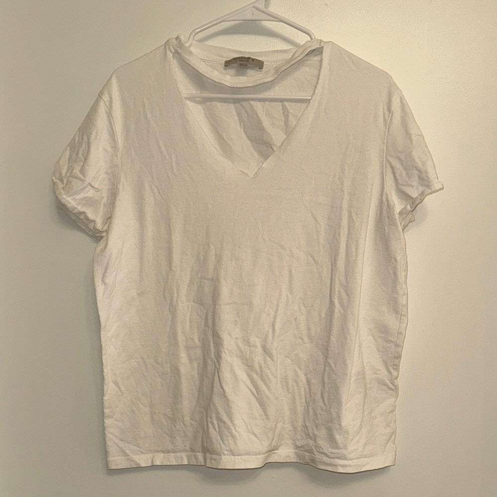 All Saints White V-Neck Short Sleeve Tee